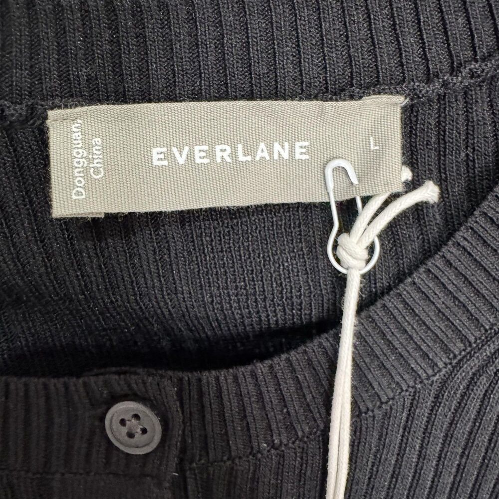 Everlane Black Ribbed Button-Up Cardigan - Picture 2 of 9